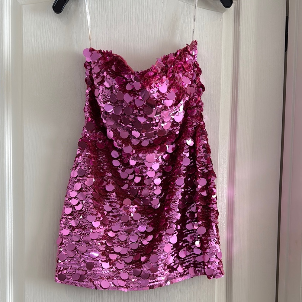 Retrofete Pink Sequin Mini Dress